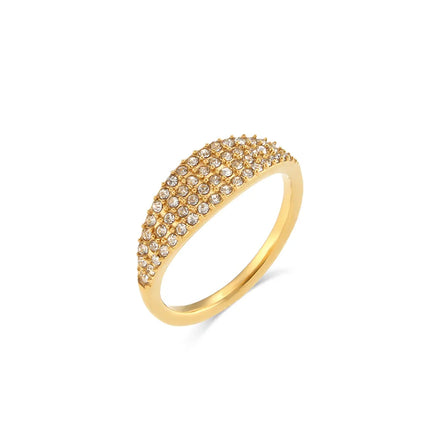 Elegant 18k Gold Plated Shining Zircon Thin Diamond Ring Stainless Steel Jewelry Rings Women Jewelry