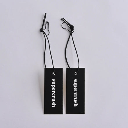 Best Selling Custom Black Paper Hang Tags with Hot Stamping Gold Swing Design for Clothing Bags Shoes