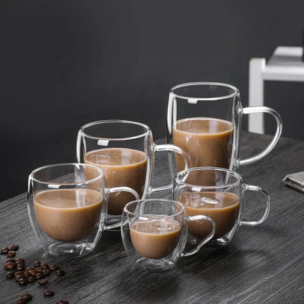 Hot Selling Food Grade Handcrafted Egg Shaped Tea Mugs Glass Tumbler High Borosilicate Double Wall Glass Coffee Mugs with Handle
