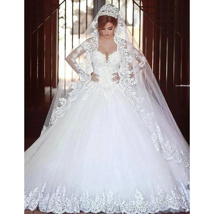 AL1276 2025 New Brides Elegant Boho Royal Court Style Wedding Gown Lace Crystal Ruffles Decoration Cathedral Train Wedding Dress
