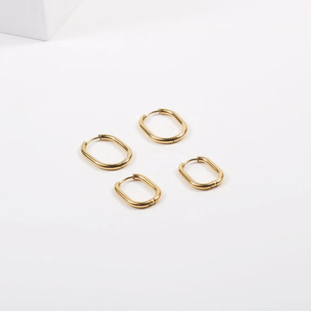 Tarnish Free & Waterproof 18k Gold Plated Stainless Steel Basic Simple Hoop Earring Wholesale