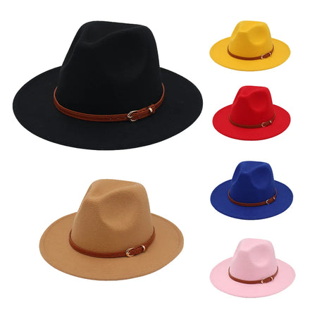 Wholesale Formal Unisex Wool Orange Felt Two Tone Yellow Jazz Floppy Church Women Men Suede Flat Yop Wide Brim Fedora Hat