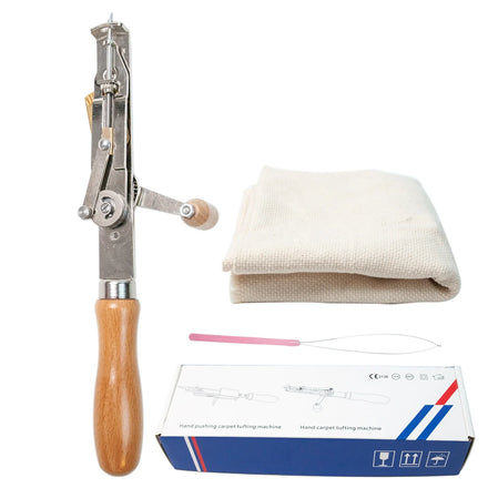 Manual Speed Tufting Tool Hand Pushing Carpet Tufting Machine Wooden & Metal Natural