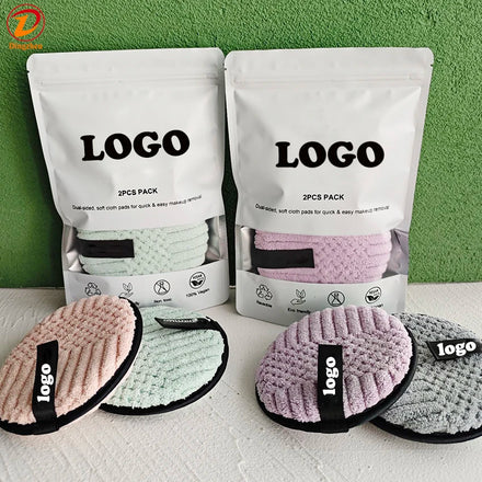 MOQ 100 Custom Logo Water Cleaning Pad Microfiber Pads Cloths Reusable Face Skin Care Makeup Remove Puff Facial Sponges Pads Set