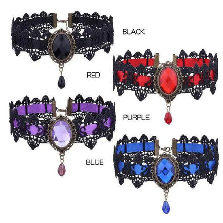 Fashion Multicolor Gothic Lace Choker Necklace Retro Punk Black Lace Weave Choker Necklace Jewelry for Women