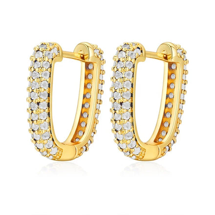 Women Fine Jewelry 18k Gold Plated Hoop Round Zircon Hoop Twist 18k Gold Plated Hoop Earring