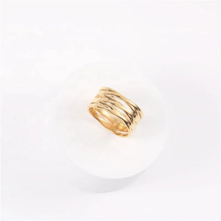 2026 Women Jewelry Gold Plated Tarnish Free Multi Layer Rings Wide Chunky Stainless Steel Knuckle Ring for Women Band