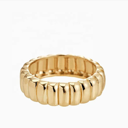 French Style Women Lady Chunky Round Bold Shape Stainless Steel Gold Knuckle Ring Minimalist Jewelry Wholesale