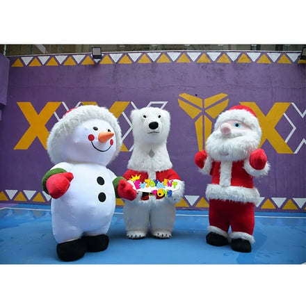 Customized Giant Cartoon Christmas Mascot Costume Inflatable Christmas Cartoon Festive Mascot Adult Party Costume