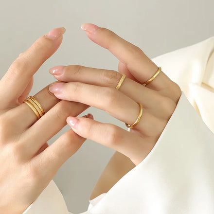 Waterproof Stainless Steel Jewelry Matt Texture Ring Fashion Ring Sets