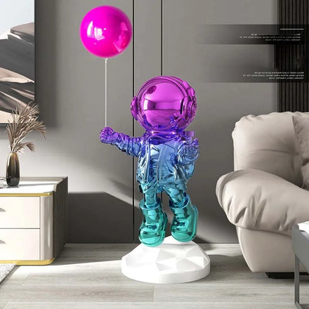 New Design Astronaut Statue Figurine for Ornament Home Decor Large Gradient Plating 1.1m Astronauts Sculpture With Balloon