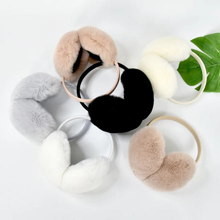 Custom Winter Rex Rabbit Fur Earmuff Women Autumn Winter Warm Multi Color Earmuffs Real Fur Ear Cover Warmer