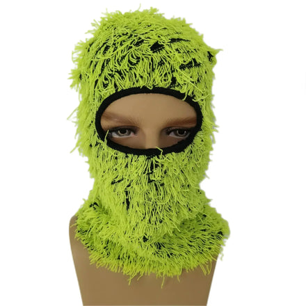 Wholesale Custom Storm Knit Distressed Camo Balaclava Ski Mask One Hole Knit Full Face Cover Grassy Balaclava