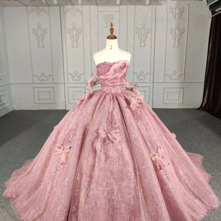 Jancember DY9989 Princess Pink Bow Formal Prom Evening Bridal Gowns Dress