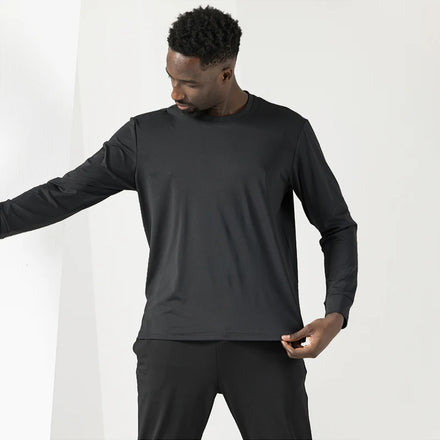 Custom Brand Men's Casual Breathable Cool Plain Full Sleeves Polyester Stretchy Sports T-shirts for Men