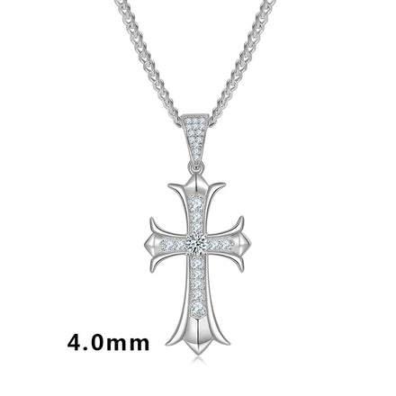 Hot Sale Hip Hop Fine Jewelry 925 Sterling Silver 4mm Vvs D Moissanite Big Cross Pendant Necklace for Men