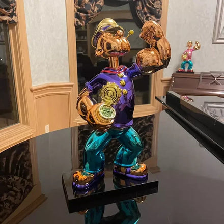 150cm Cartoon Figure Popeye Statue Factory Custom Resin Fiberglass Popeye Sculpture for Art Gallery Shopping Mall Decoration