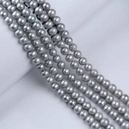 ZHUJI Natural Gray Color 9-10mm Potato Shape AA Grade Third Party Certified Freshwater Pearl Strands