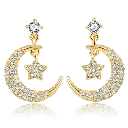 ZUOLA New Arrival Fashion 18K Gold Women Ornaments Earring Zircon Star Moon Earrings Jewelry
