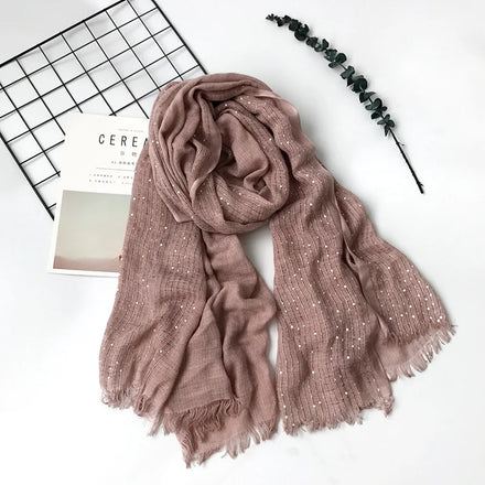 2025 Hot Sale Spring and Summer New Sequin Cotton and Hemp Scarf 100 * 200cm