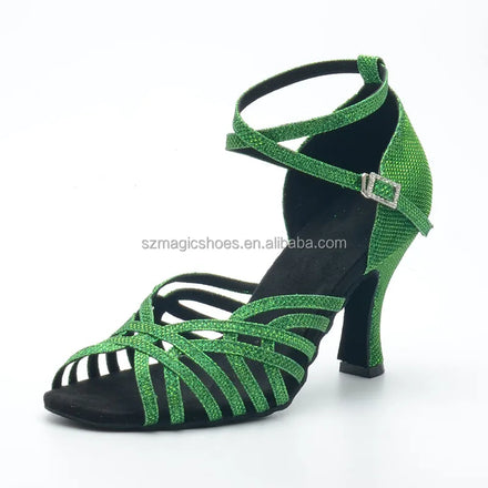Wedopus Green Dance Shoes for Women Glitter 8.5CM