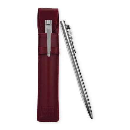 Customized Stainless Steel Nano Pen with Negative Ions Assured Zero Point Scalar Energy Healing Wand Silver Leather Bag HOONNI