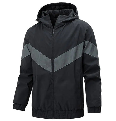 Custom Men's Polyester Reflective Windbreaker Jacket Casual Waterproof Sport Jackets With Hooded