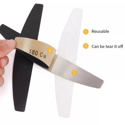 Black Removable Sandpaper Stainless Steel Handle Metal Sanding Half Moon Files Replacement Nail File