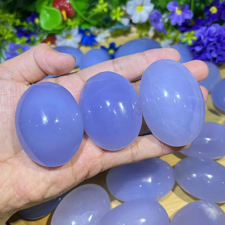 Natural Natural Blue Chalcedony Palm Crystal Palm Stone for Decoration