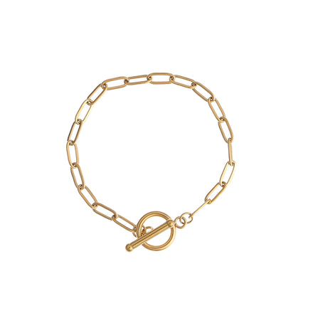 Fenny No Fade Permanent Simple Paper Pin Link Chain Toggle Bracelet Trendy Jewelry for Women Stainless Steel Jewelry Wholesale