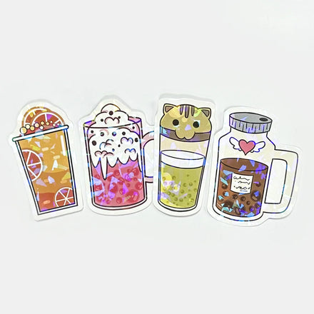 Custom High Quality Printed Logo Label Shiny Die Cut Sticker Waterproof Kiss Cut Vinyl Sticker Holographic Sticker PVC