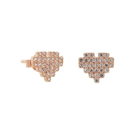 Fashion Trendy Jewelry Cubic Zirconia Earrings Womans Heart Stud 925 Sterling Silver Earrings