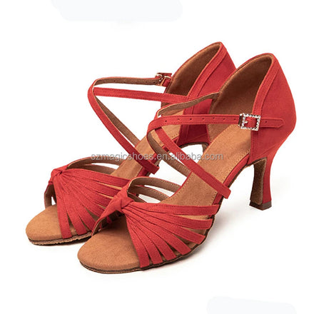 Customized High Heels Suede Dance Shoes Red