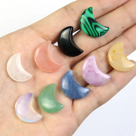 2CM Natural Engraved Gemstone Crescent Moon Crystal Healing Balancing Stone Carved Craft With Package