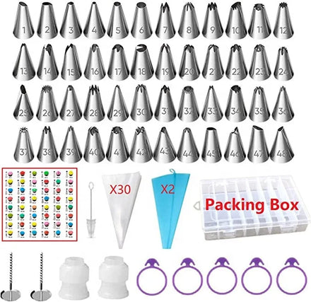 Pastry Pipe Decoration Tips Stainless Steel with Sugar Pipe Tips and Bag Set Cake Decor Kit