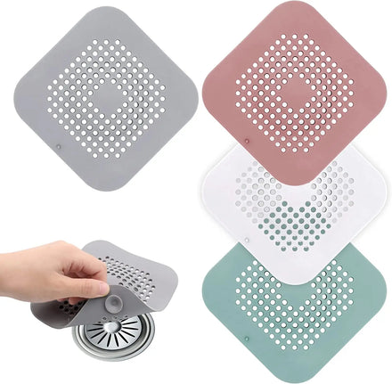 Shower Drain Hair Catcher with Suction Silicone Drain Cover Anti Blocking Hair Stopper Silicone With Suction Cup