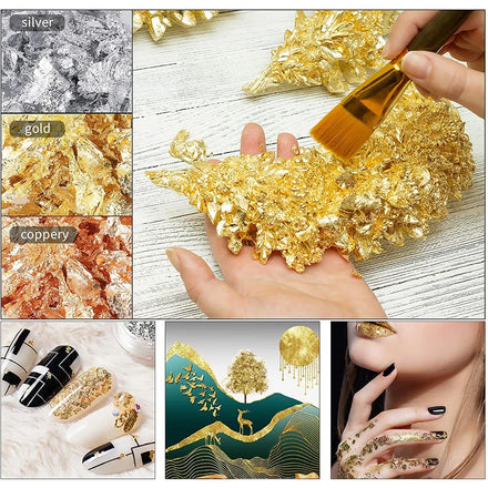 New Arrival Handmade 1 Gram/Bag Metal Flakes Fake Gold Silver Cooper for Festival Gift Painting Bell Craft Wall Furniture
