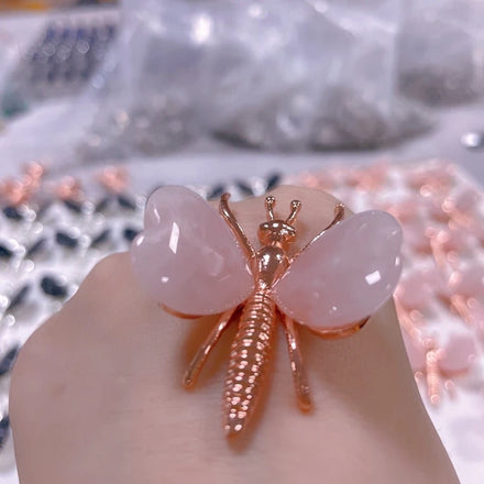HZ 18k Gold Plated Chain Jewelry Necklace Luxury Beauty Transparent Crystal Butterfly for Women
