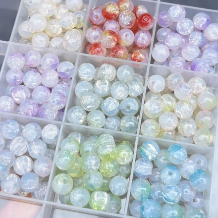50pcs Glass Crystal Beads 8mm Crystal Lampwork Glass Beads for Jewelry Making