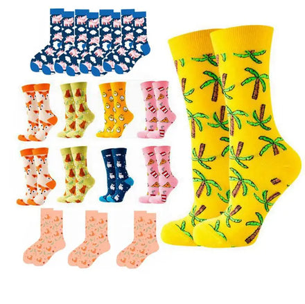 Women's Funny Animal Crew Socks Cute Pig Fox Design Eco-Friendly Knitted Cotton Winter Fashion Socks