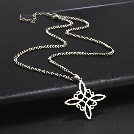 Delicate 18K Gold Triangular Celtic Knot Pendant Necklace Religious Endless Knot Celtic Symbol Jewelry for Men Women