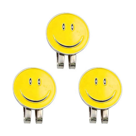 Custom Golf Ball Marker with Cute Smile Face Design Iron Material and Magnetic Hat Clip Accessories