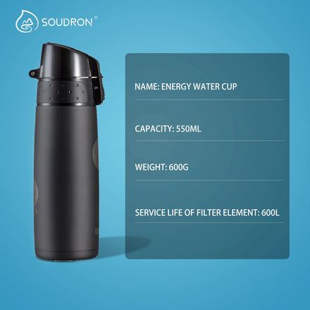 Soudron OEM ODM 550ml 304 Stainless Steel Alkaline Mineral Water Bottle pH Mug