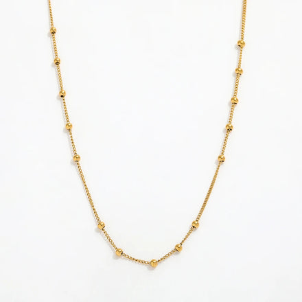 Fenny 18K Gold Plated Tarnish Free Fashion Versatile Simple Beads Pave Lucky Chain Necklace Stainless Steel Jewelry Wholesale