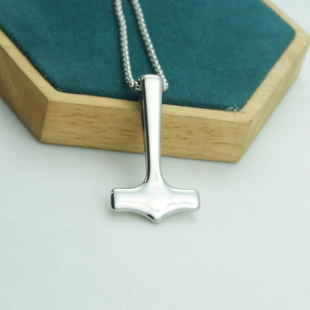 Vintage Simple Stainless Steel Thor Hammer Pendant Necklace Men Personalized Punk Jewelry