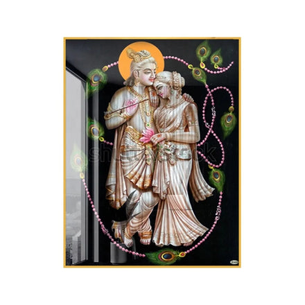 Modern Art Radha Krishna Acrylic Glass Wall Art Lord Krishna and Radha Crystal Porcelain Painting