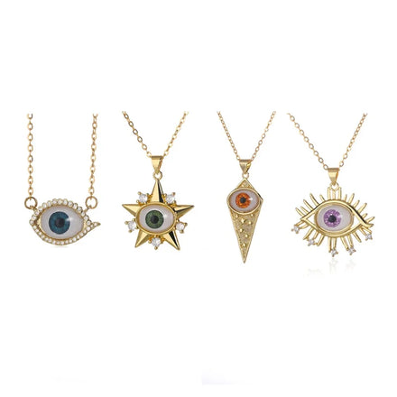Fashion Collarbone Chain Light Luxury Gold Plated Necklace Personality Weird Evil Devil Eye Necklace for Women Girls