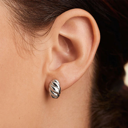 EManco New Design Hypoallergenic Stainless Steel Women 18K Gold Croissant Shaped Earrings Jewelry Twisted Thick Earrings