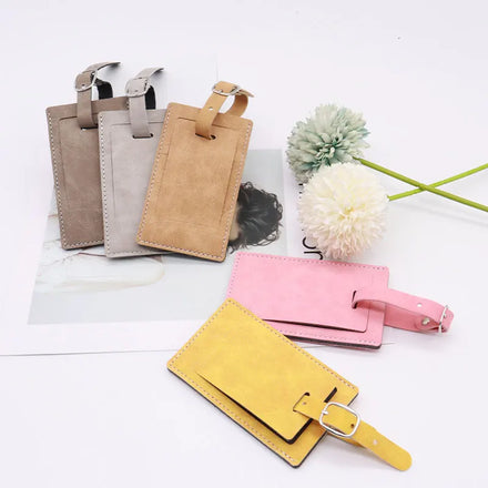 Custom Logo Sublimated PU Leather Buckle Strap Travel Baggage Tag Holder Sublimation Luggage Tag