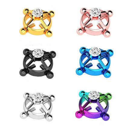Wholesale 316L Stainless Steel Women Sex Toy Jewelry Adjustable Clip on Nipple Ring None Piercing Zircon Nipple Rings